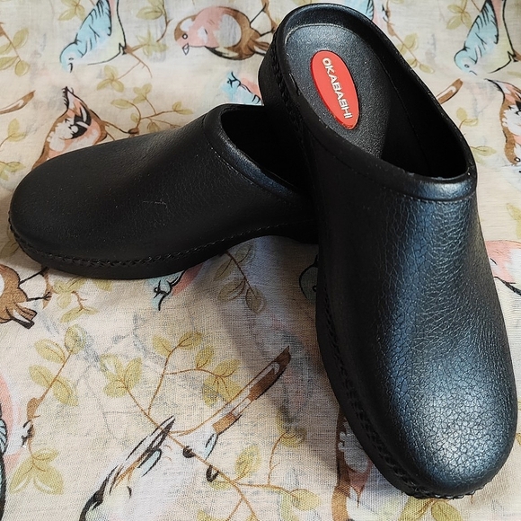 Okabashi Black Rubber Slip On Clogs Mules Size Woman Size Small Size 5-6 Durable - Picture 1 of 10